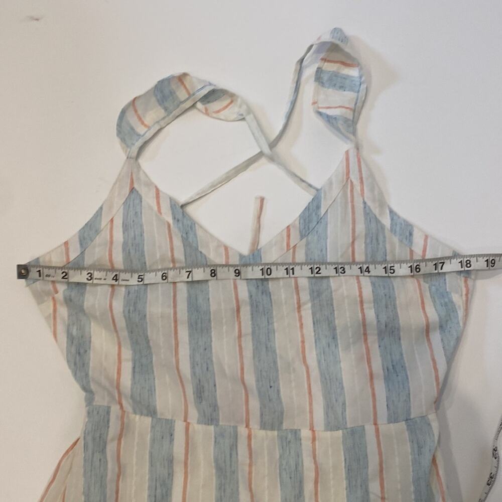 Roxy Snow White Omega Stripe Ruffle Sunday With You Sleeveless Dress NWT Sz M - Picture 14 of 16